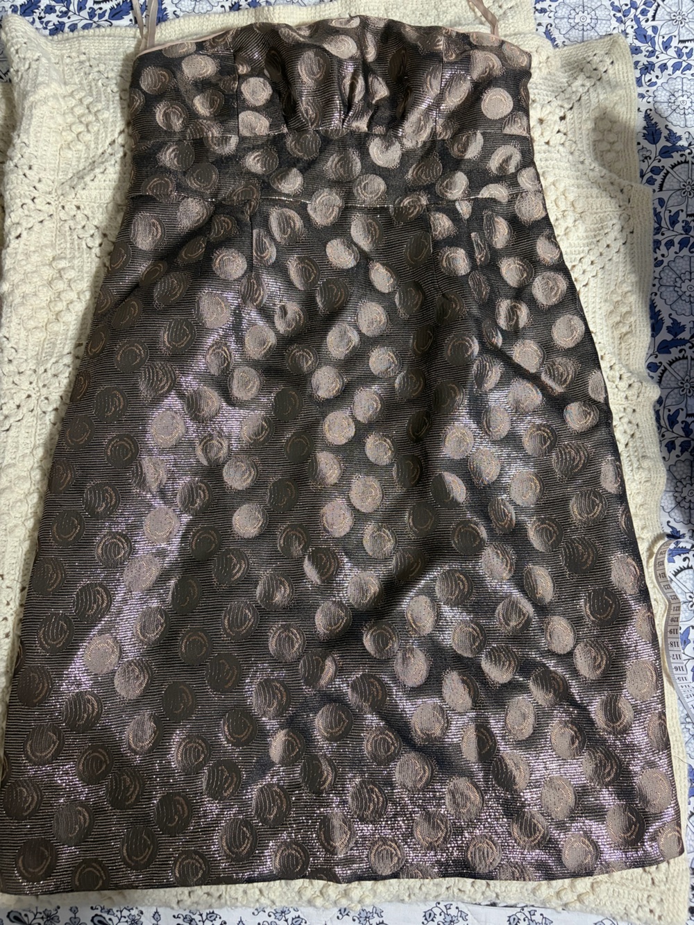 Anthropologie "Dawn's Frost" Shimmery Polka Dot Cocktail Dress size 8 - Worn 1x